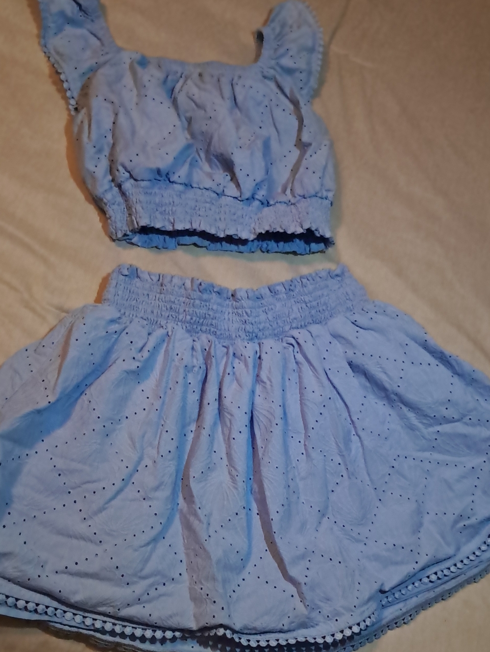 Light Blue Eyelet Two-Piece Womens SMALL Dress Set